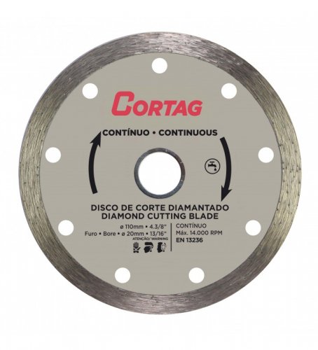 DISCO DIAMANTADO CONTÍNUO 110 MM CORTAG